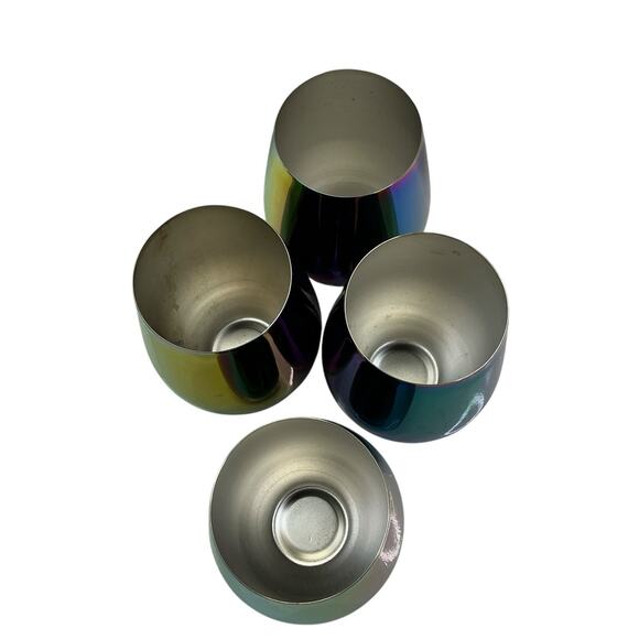 RAINBOW FUSION MIRROR REFLECTIVE STEMLESS WINE,WATER GLASS 18.5 OZ Set Of 4 - Picture 10 of 11